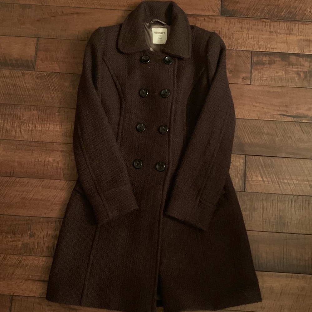 Old Navy Brown Long Pea Coat